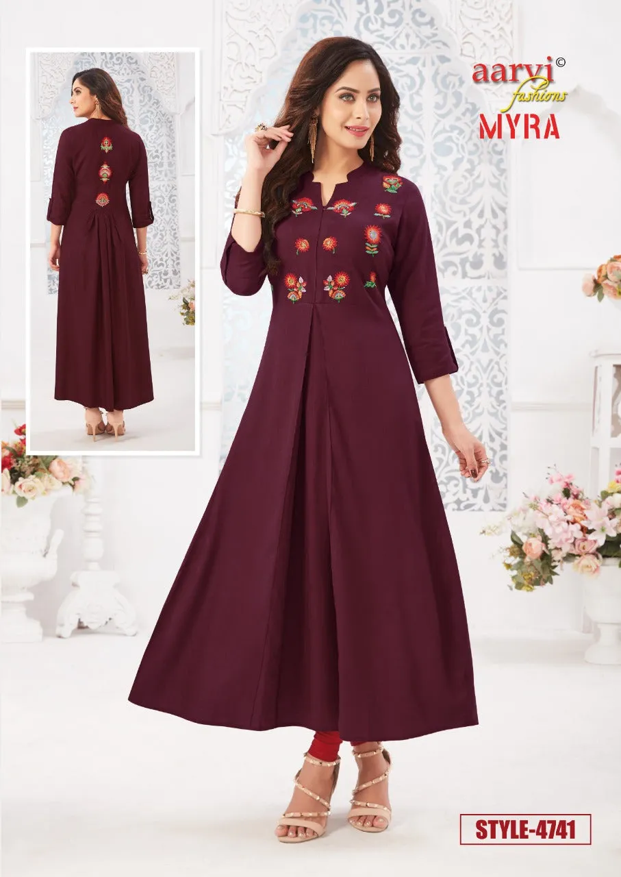 Aarvi Fashion Myra Vol 5 Designer Casual Wear Kurties Collection
