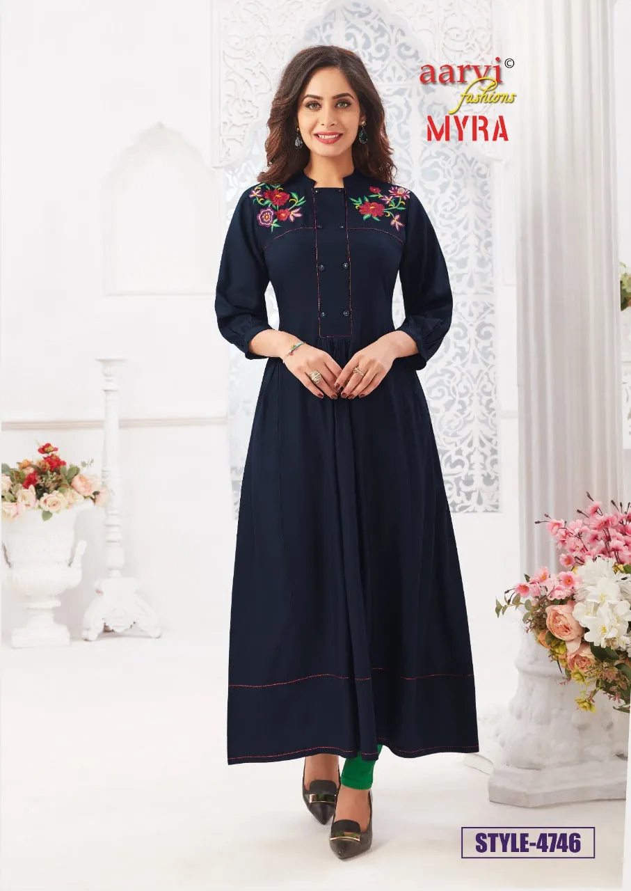 Aarvi Fashion Myra Vol 5 Designer Casual Wear Kurties Collection