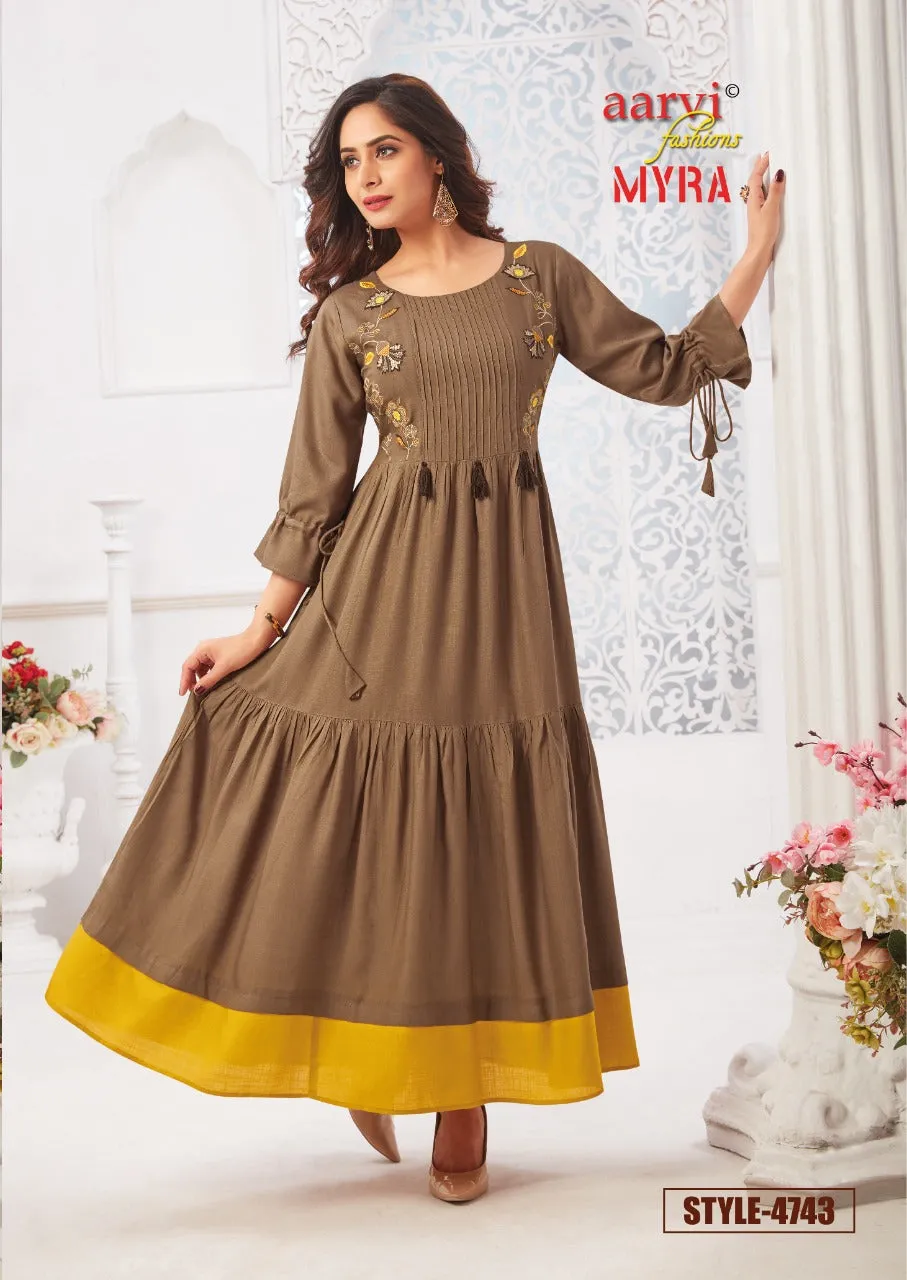 Aarvi Fashion Myra Vol 5 Designer Casual Wear Kurties Collection