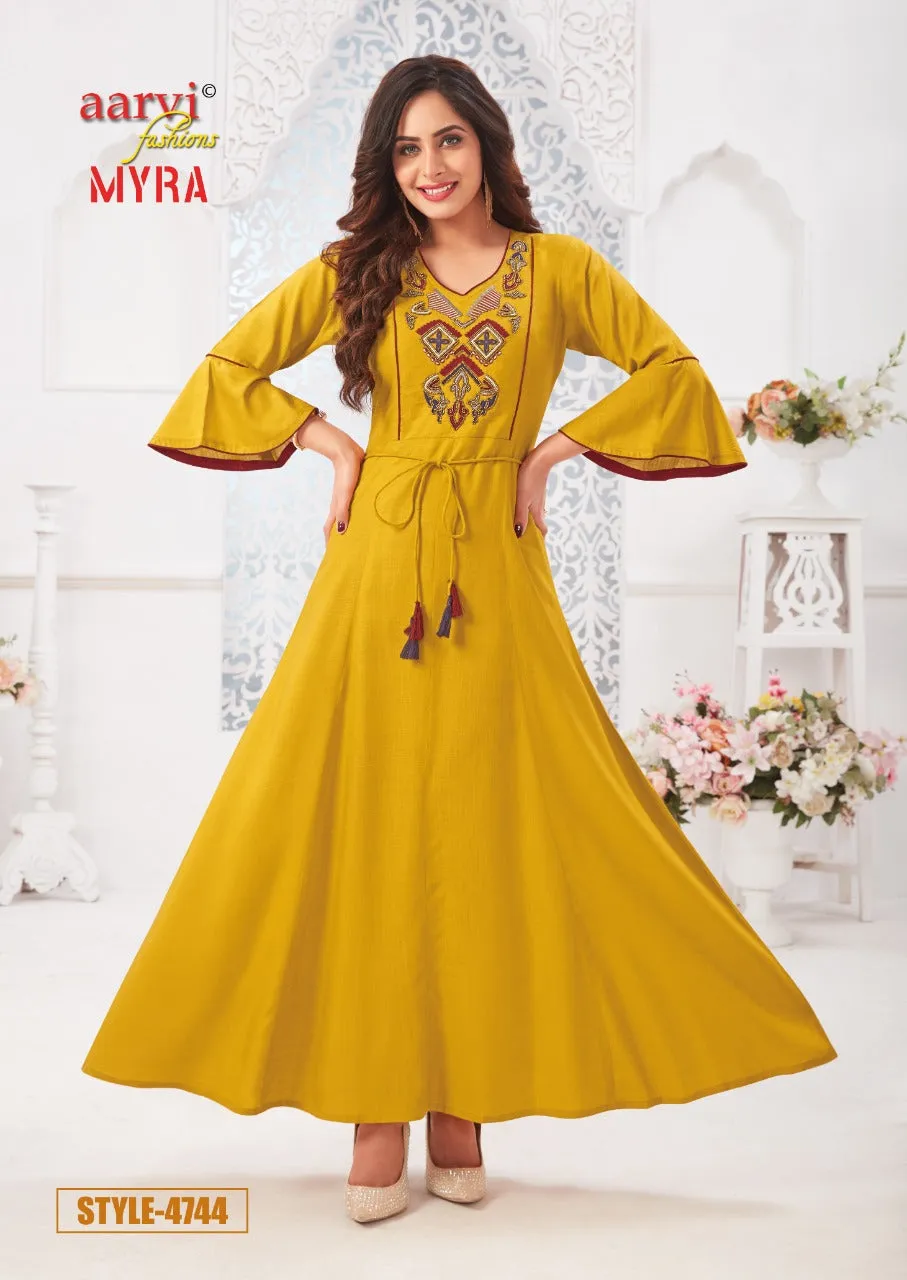Aarvi Fashion Myra Vol 5 Designer Casual Wear Kurties Collection