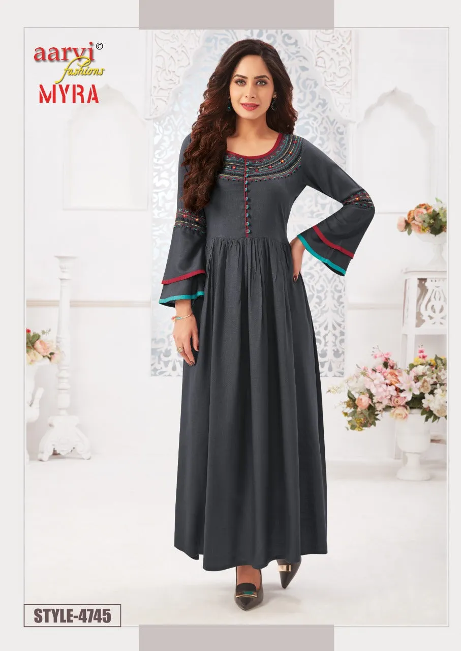 Aarvi Fashion Myra Vol 5 Designer Casual Wear Kurties Collection