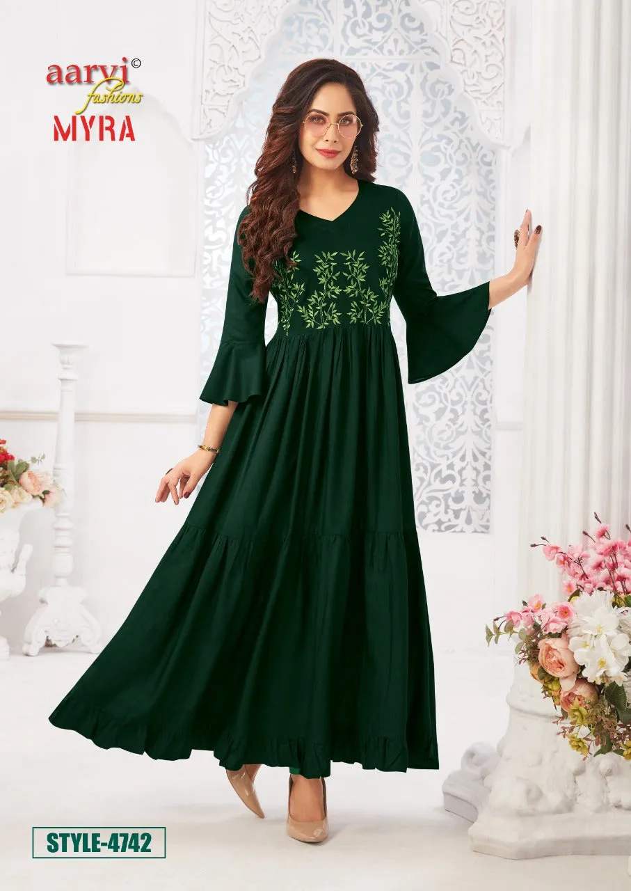 Aarvi Fashion Myra Vol 5 Designer Casual Wear Kurties Collection