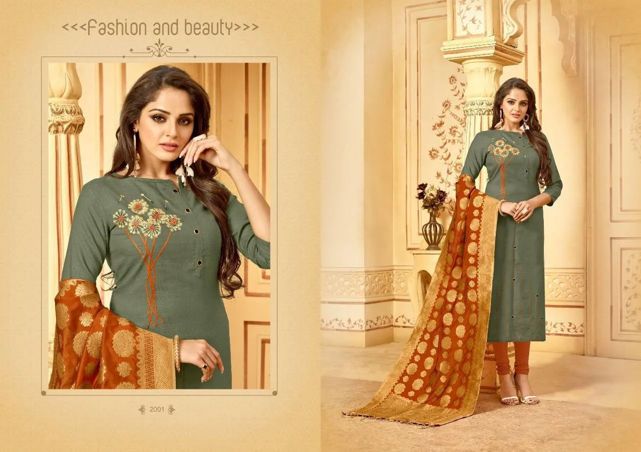 Avc Bansuri Heavy Fabric Cotton Slub Casual Wear Salwar Suit