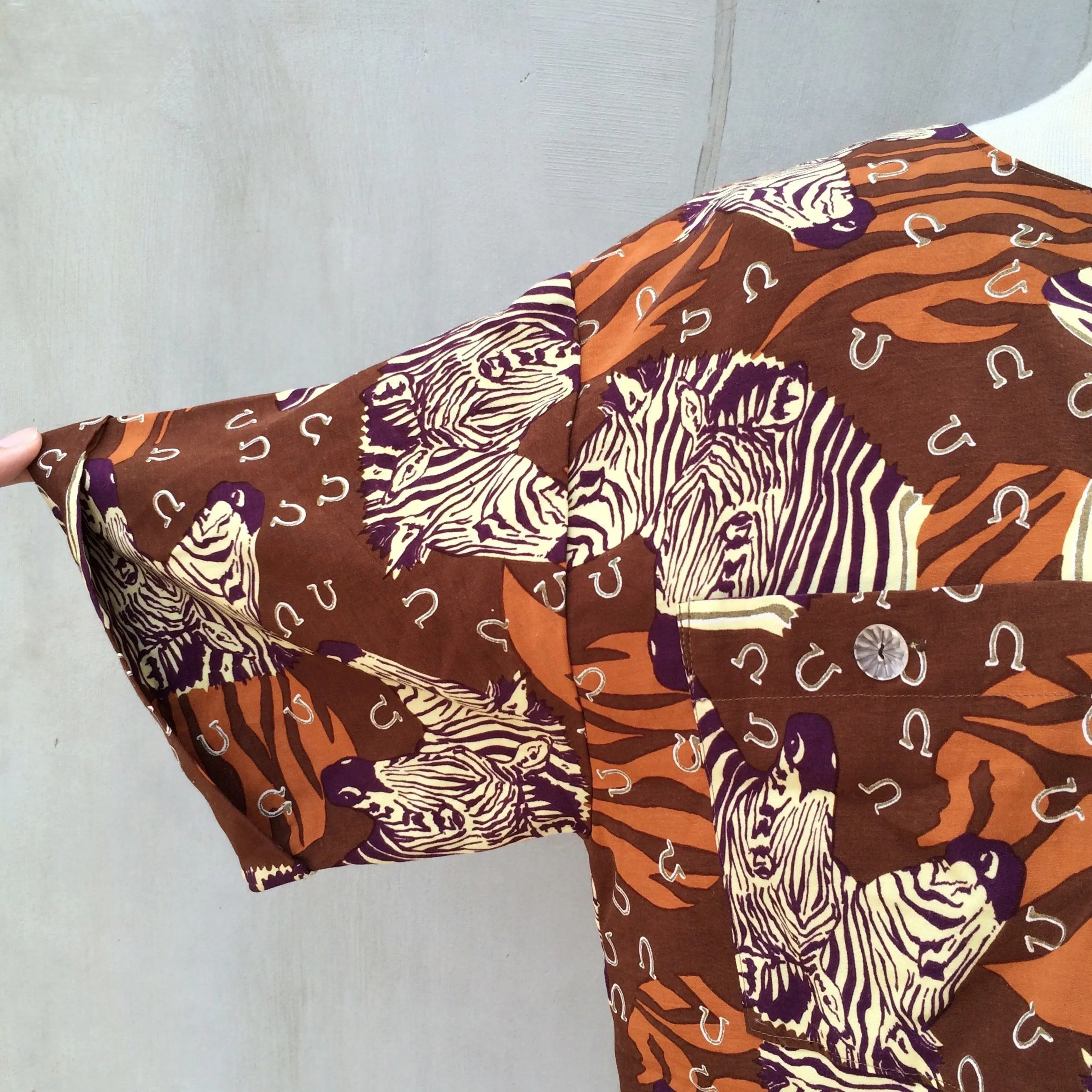 Fierce Zebra | Vintage 1980s Zebra striped print Crop Top with Button up back
