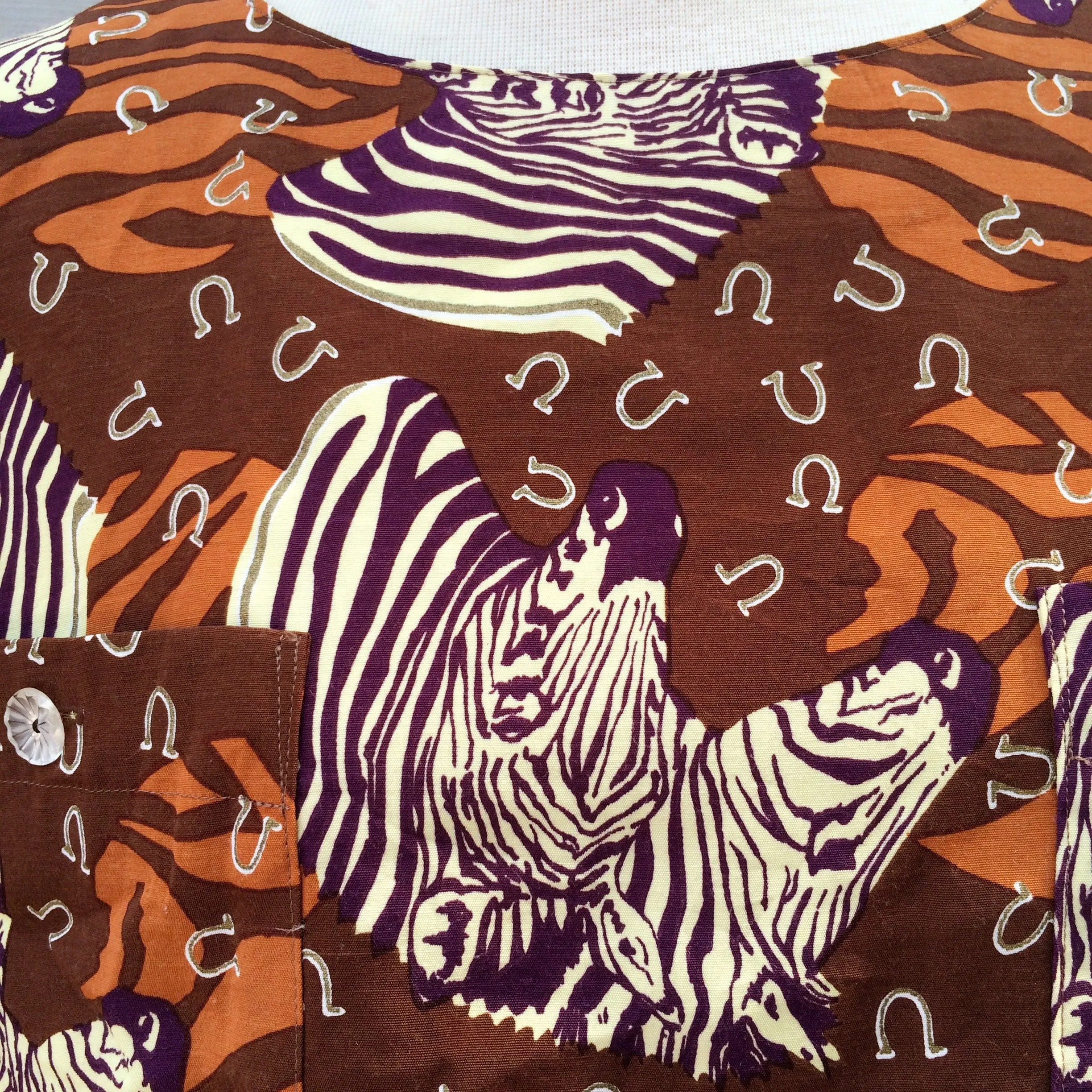 Fierce Zebra | Vintage 1980s Zebra striped print Crop Top with Button up back