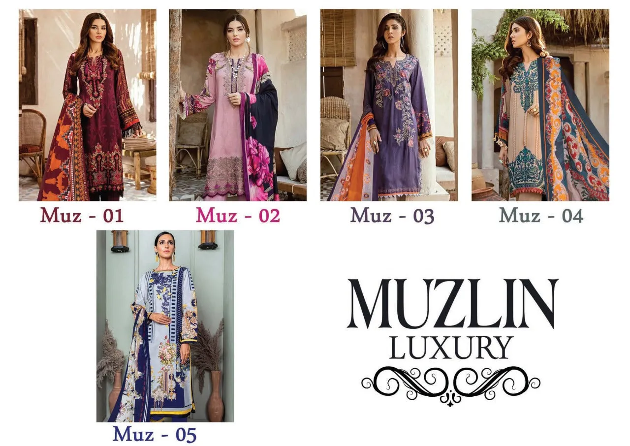 Muzlin Luxury Pure Cotton Printed Casual Wear Salwar Suits