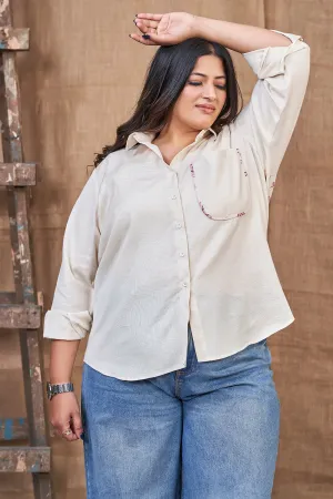 Off-white pure cotton shirt for women