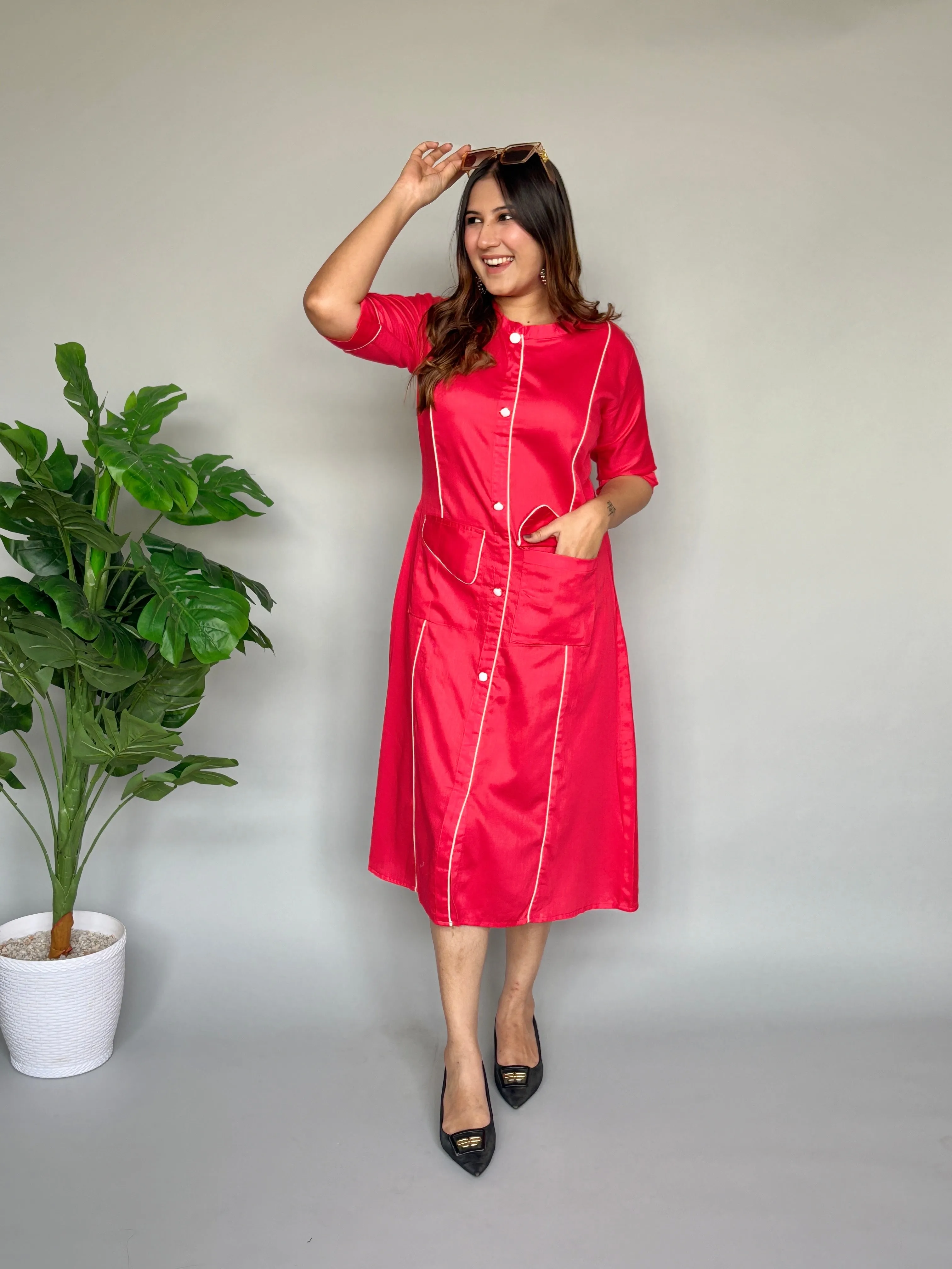Pink A-Line Dress
