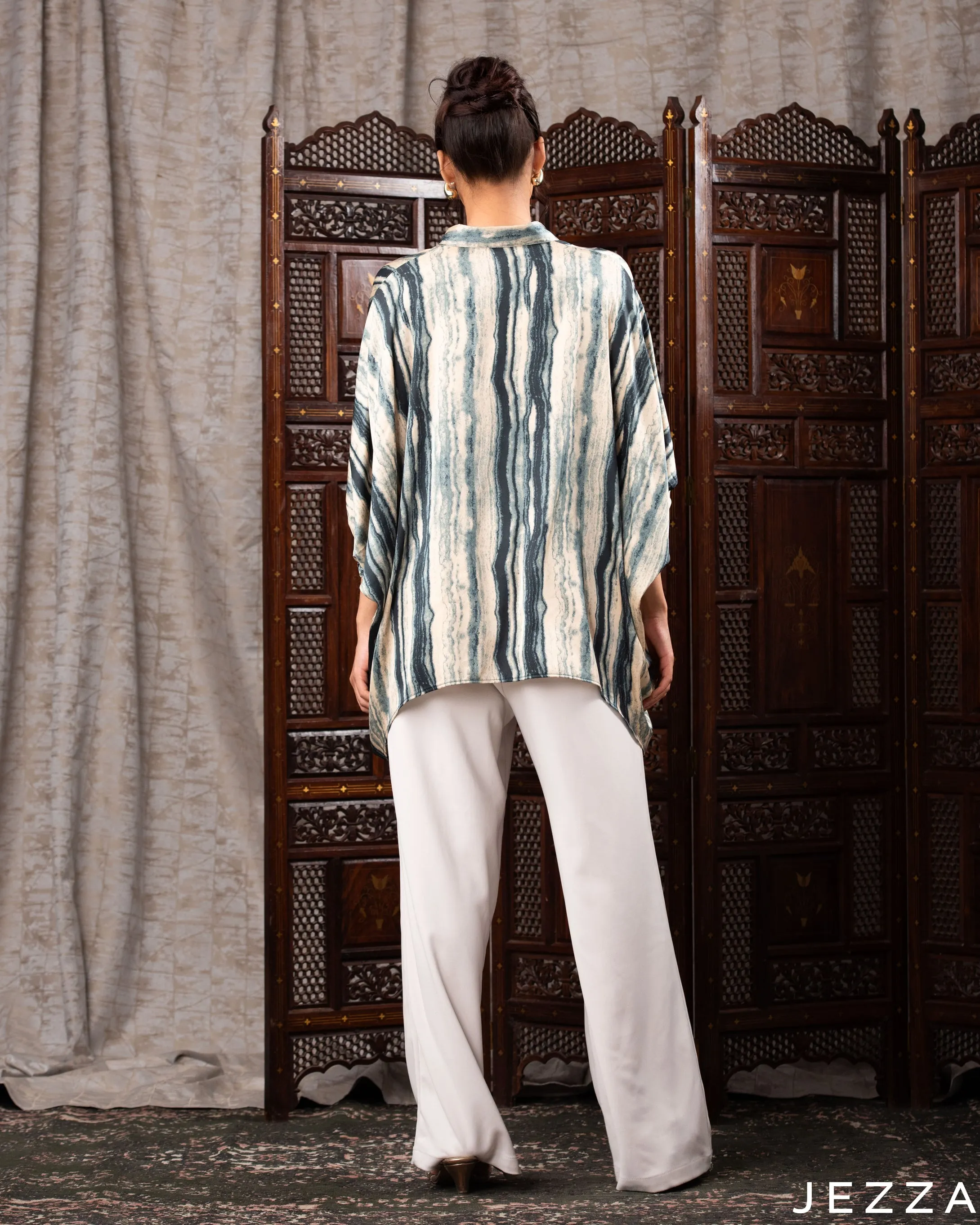 Print Satin Kaftan Top 61922