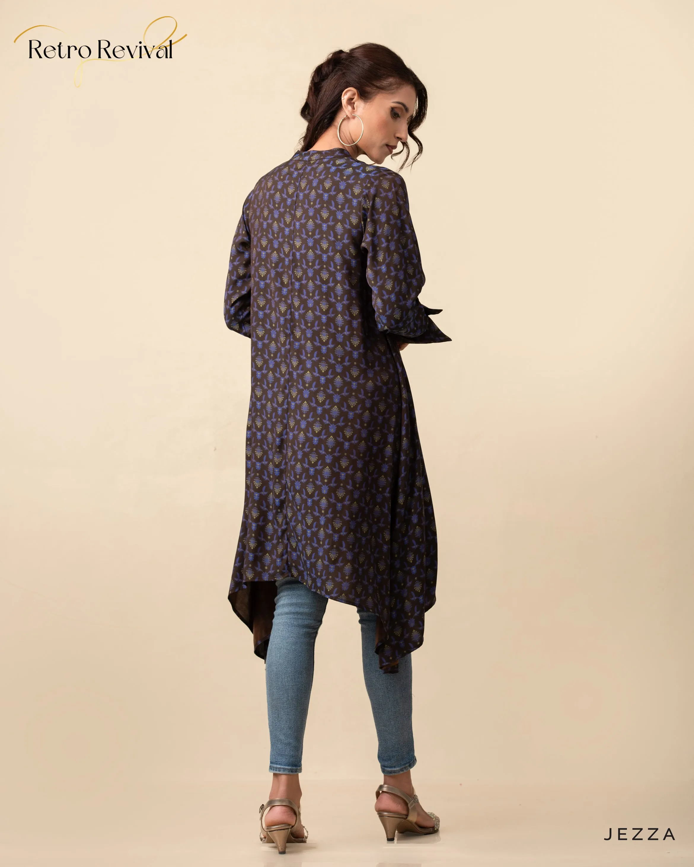 Printed Polyester Top with Decorative Hem 56602