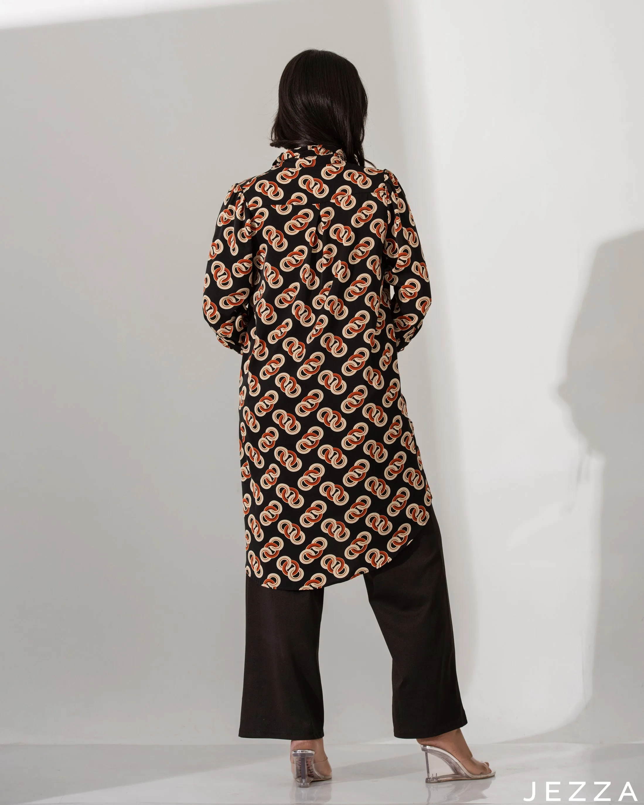 Printed Polyester Top With Decorative Sleeve 61231