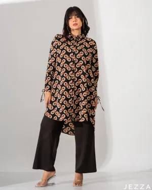 Printed Polyester Top With Decorative Sleeve 61231