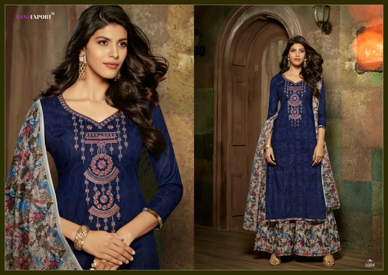 Rani Exports Kashidakari Chambric Cotton Casual Wear Dress Material Suits