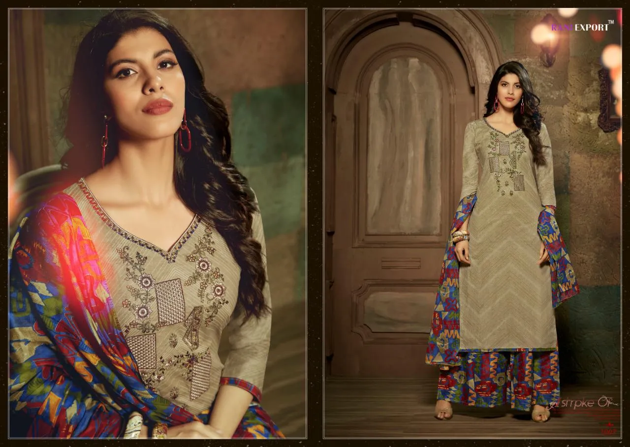 Rani Exports Kashidakari Chambric Cotton Casual Wear Dress Material Suits