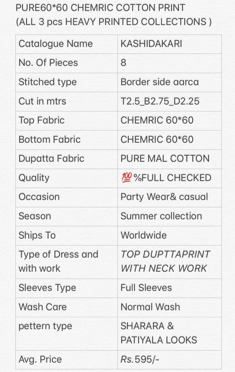 Rani Exports Kashidakari Chambric Cotton Casual Wear Dress Material Suits