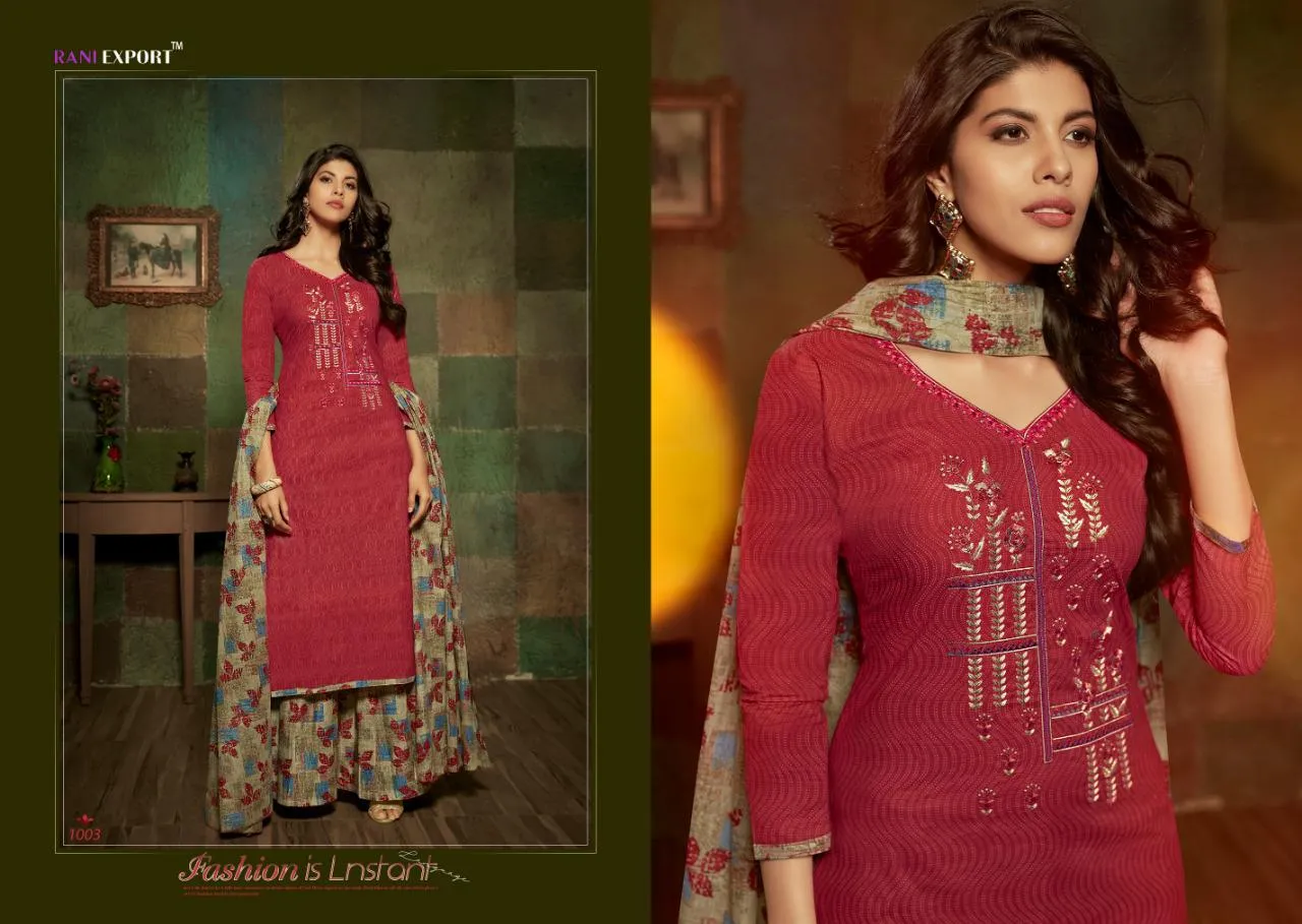 Rani Exports Kashidakari Chambric Cotton Casual Wear Dress Material Suits