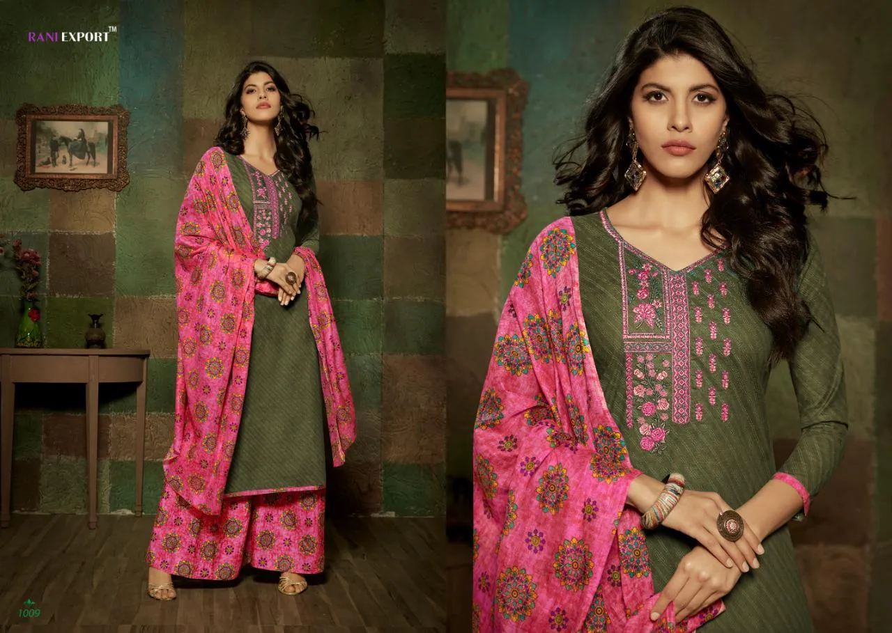 Rani Exports Kashidakari Chambric Cotton Casual Wear Dress Material Suits