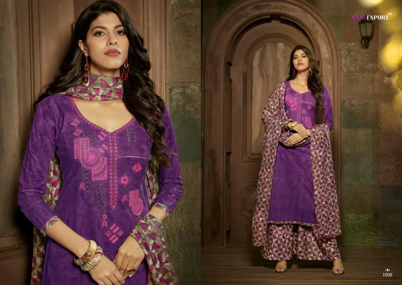 Rani Exports Kashidakari Chambric Cotton Casual Wear Dress Material Suits
