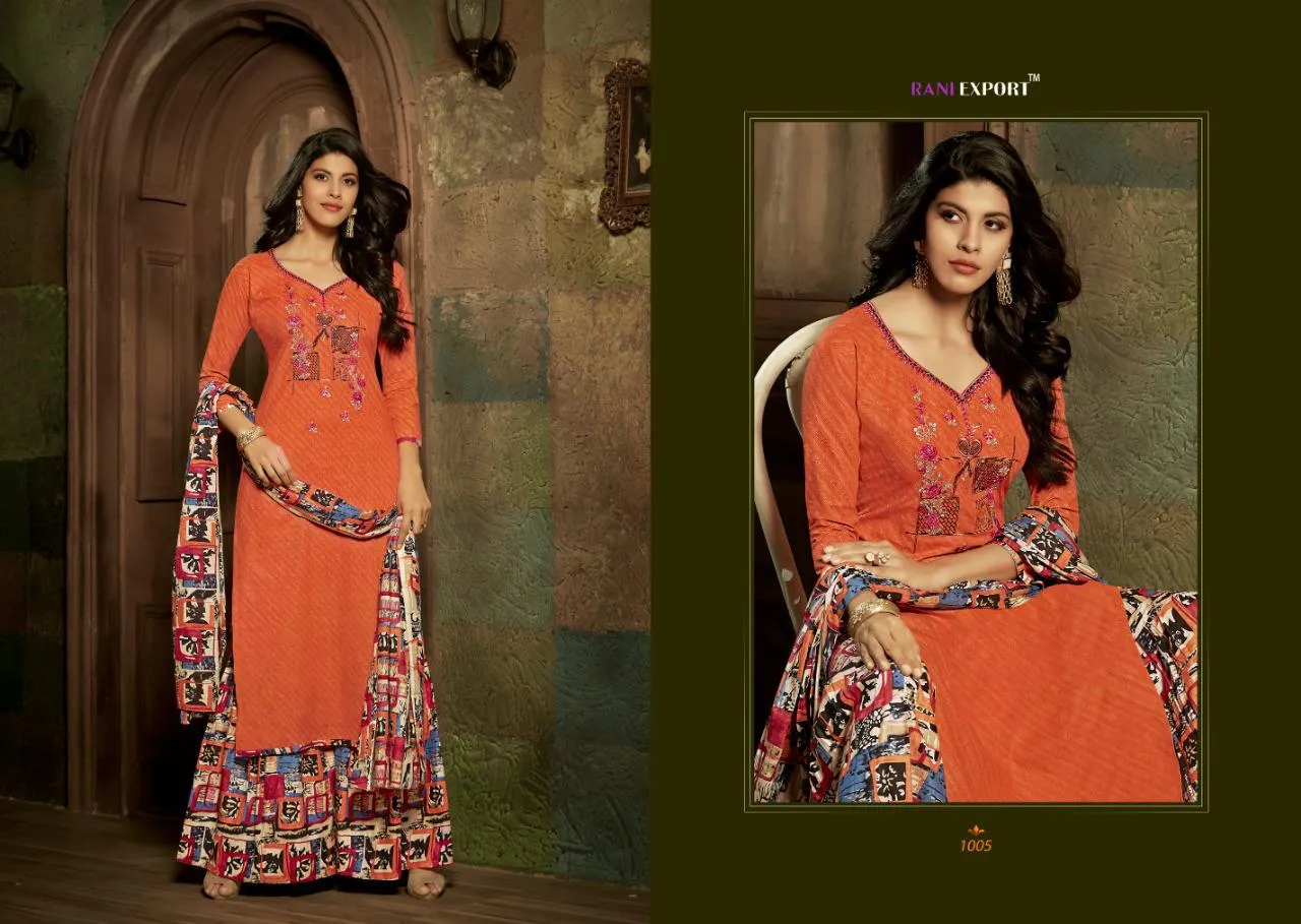 Rani Exports Kashidakari Chambric Cotton Casual Wear Dress Material Suits