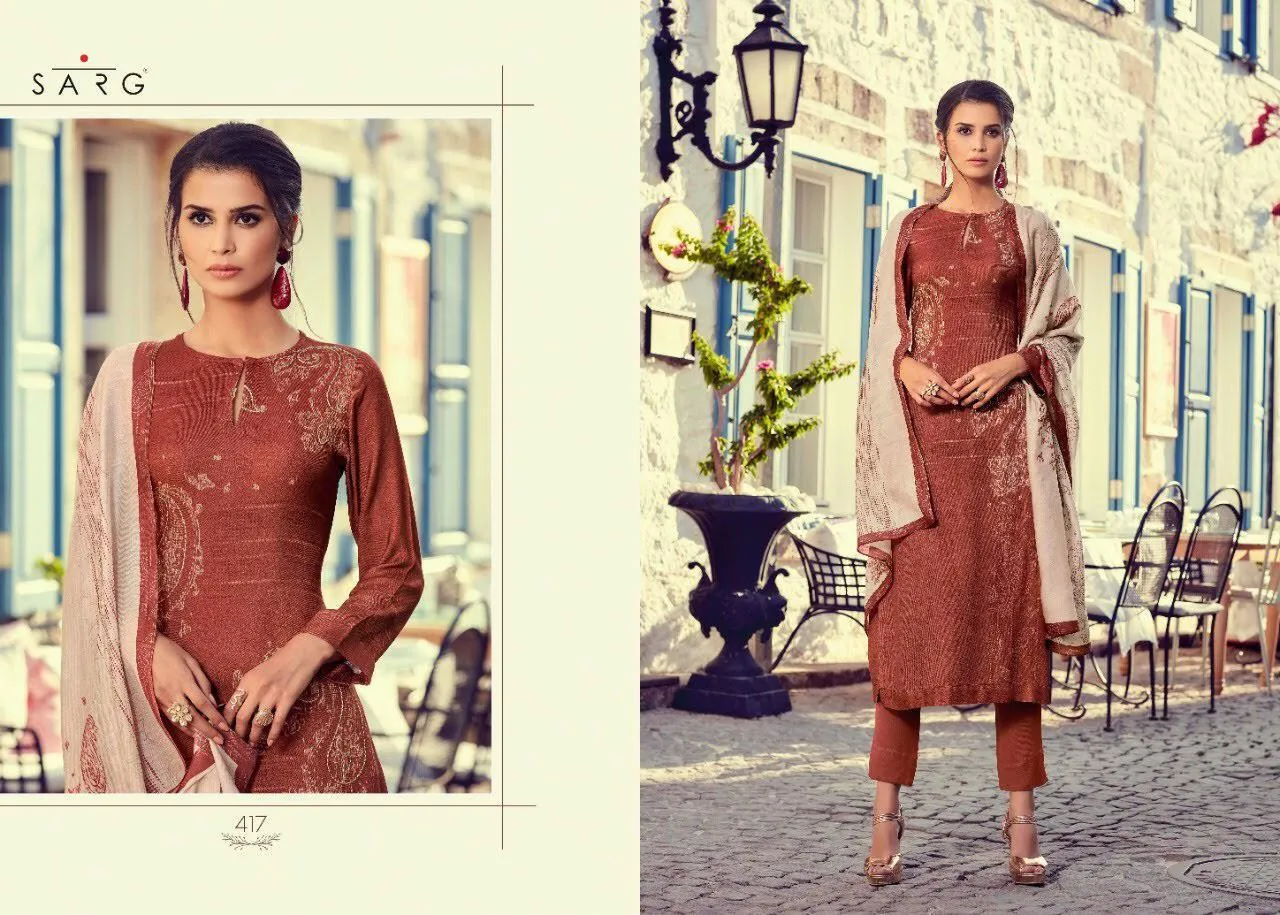 Sahiba Sarg Paisley Run Pure Pashmina Casual Wear Salwar Suits