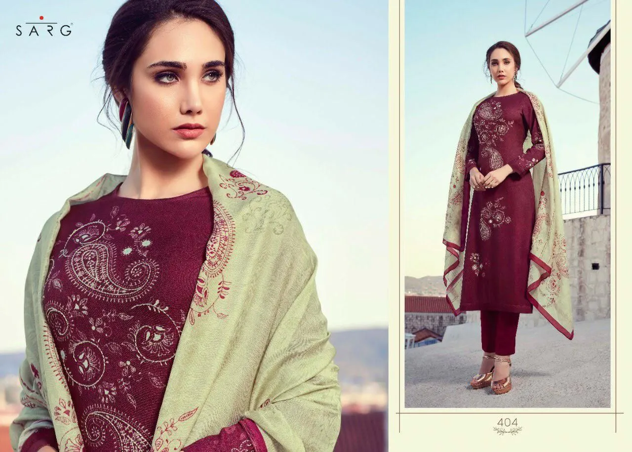 Sahiba Sarg Paisley Run Pure Pashmina Casual Wear Salwar Suits