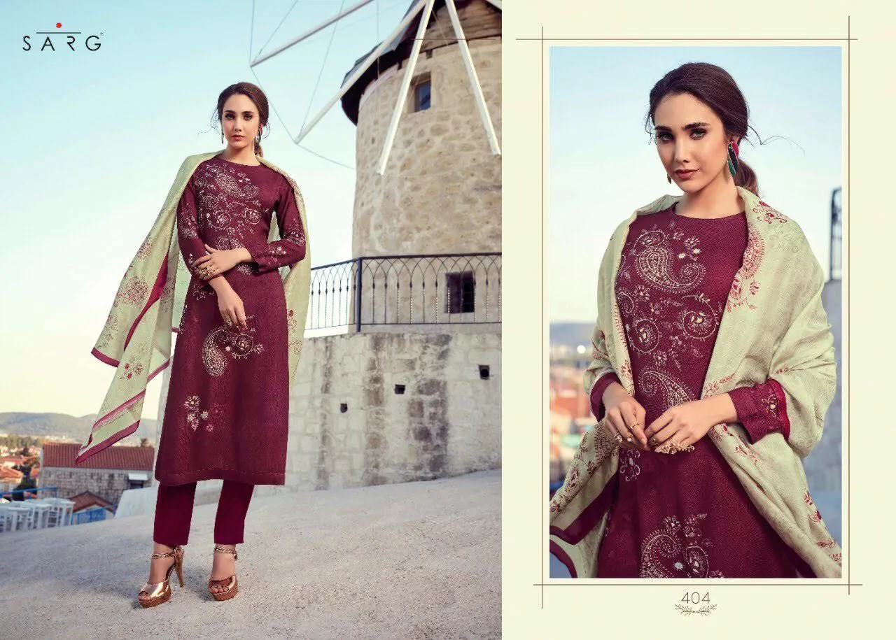 Sahiba Sarg Paisley Run Pure Pashmina Casual Wear Salwar Suits