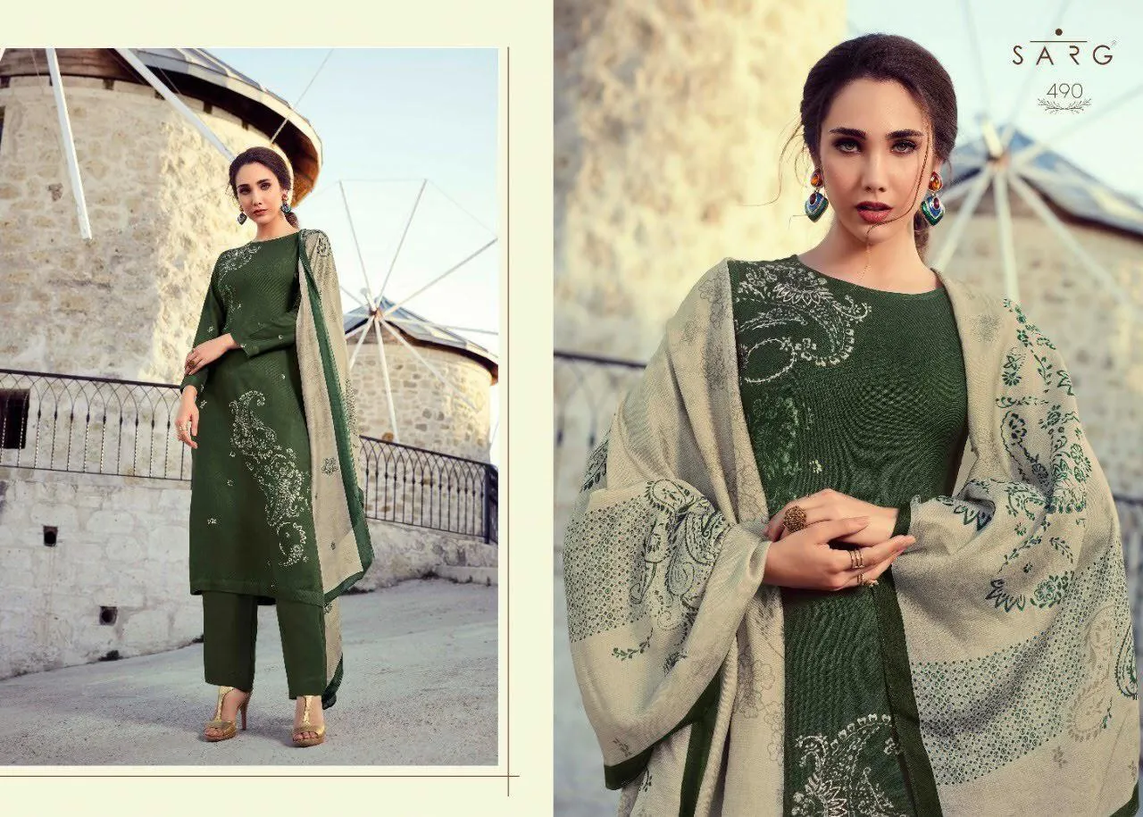 Sahiba Sarg Paisley Run Pure Pashmina Casual Wear Salwar Suits