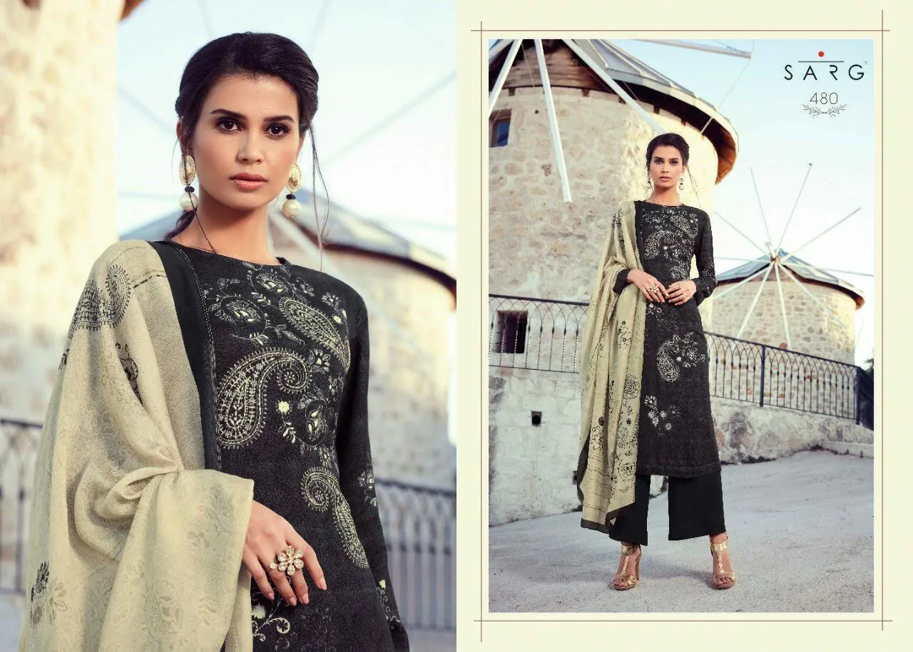 Sahiba Sarg Paisley Run Pure Pashmina Casual Wear Salwar Suits