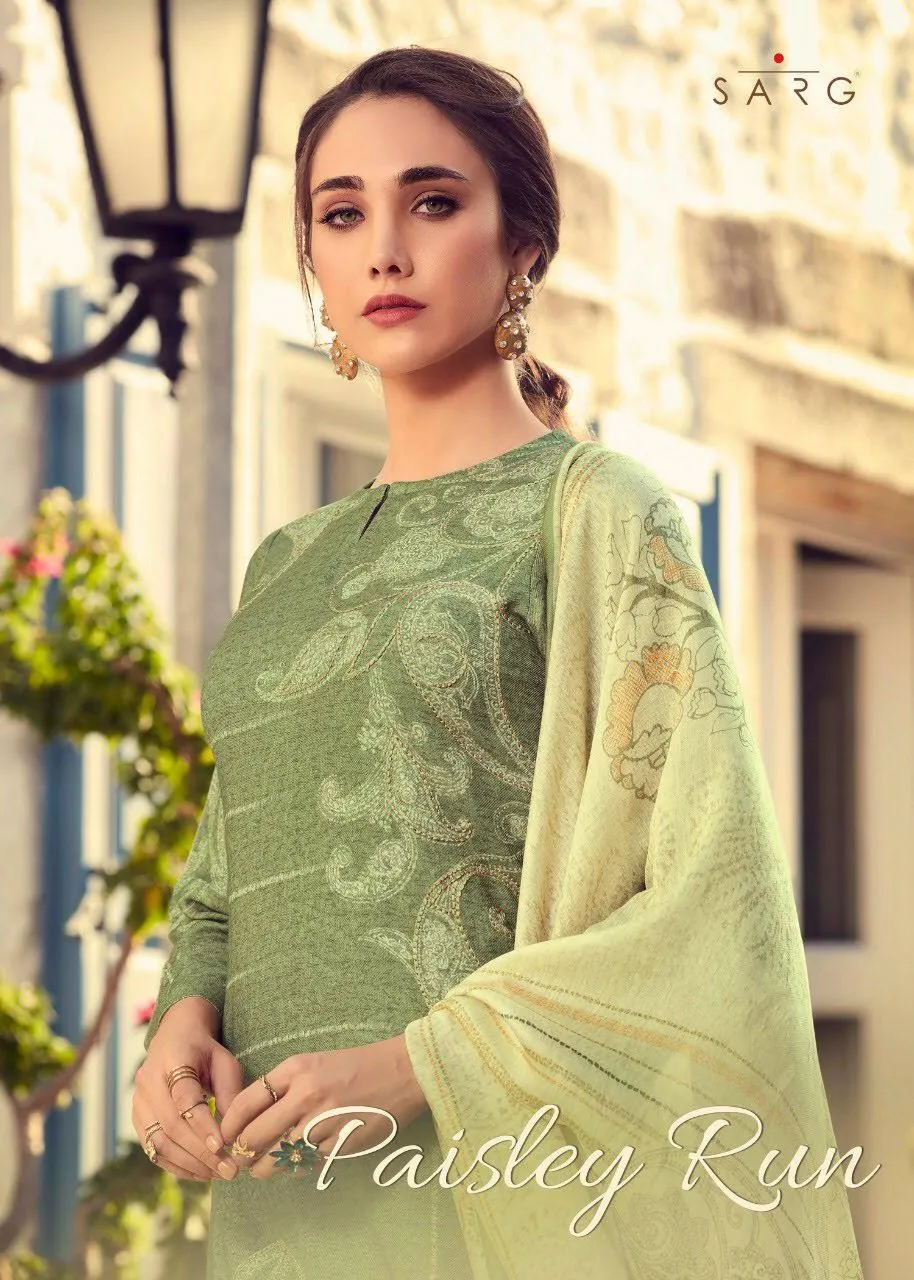 Sahiba Sarg Paisley Run Pure Pashmina Casual Wear Salwar Suits