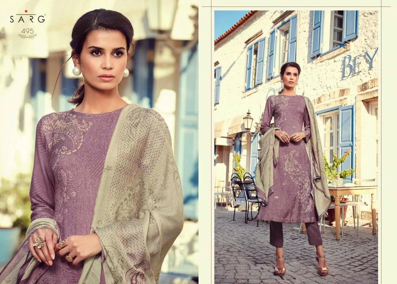 Sahiba Sarg Paisley Run Pure Pashmina Casual Wear Salwar Suits