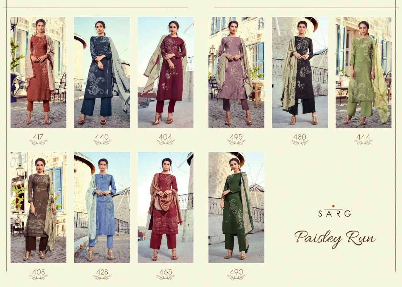 Sahiba Sarg Paisley Run Pure Pashmina Casual Wear Salwar Suits