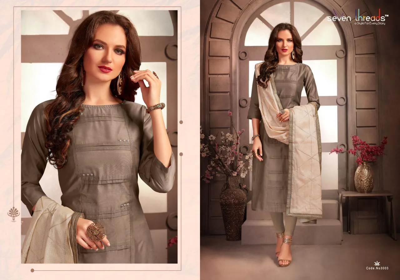 Seven Threads Presents Inaayat Tan Silk Casual Wear Kurtis Collection