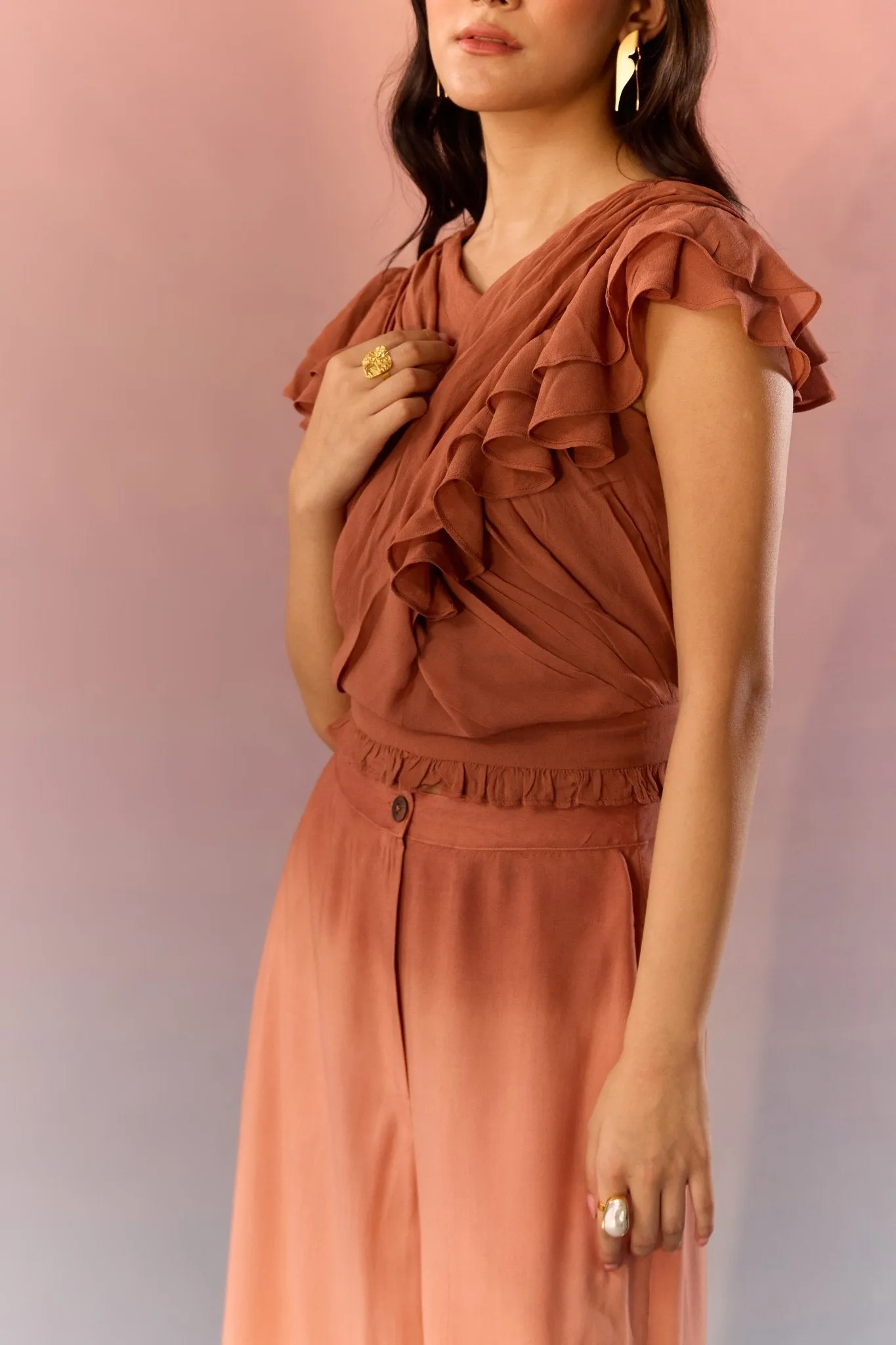 Sky and Sand Frill Top and Pant Set