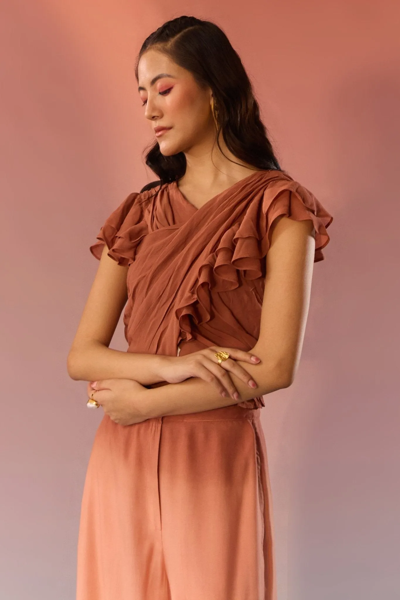 Sky and Sand Frill Top and Pant Set
