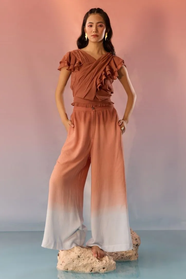 Sky and Sand Frill Top and Pant Set
