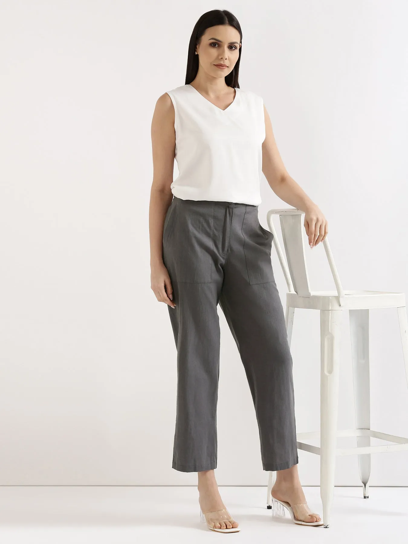 Slate Grey Airy Linen Pants