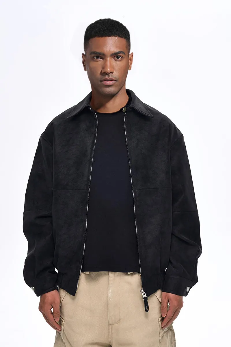 Suede Harrington Jacket - Onyx Suede