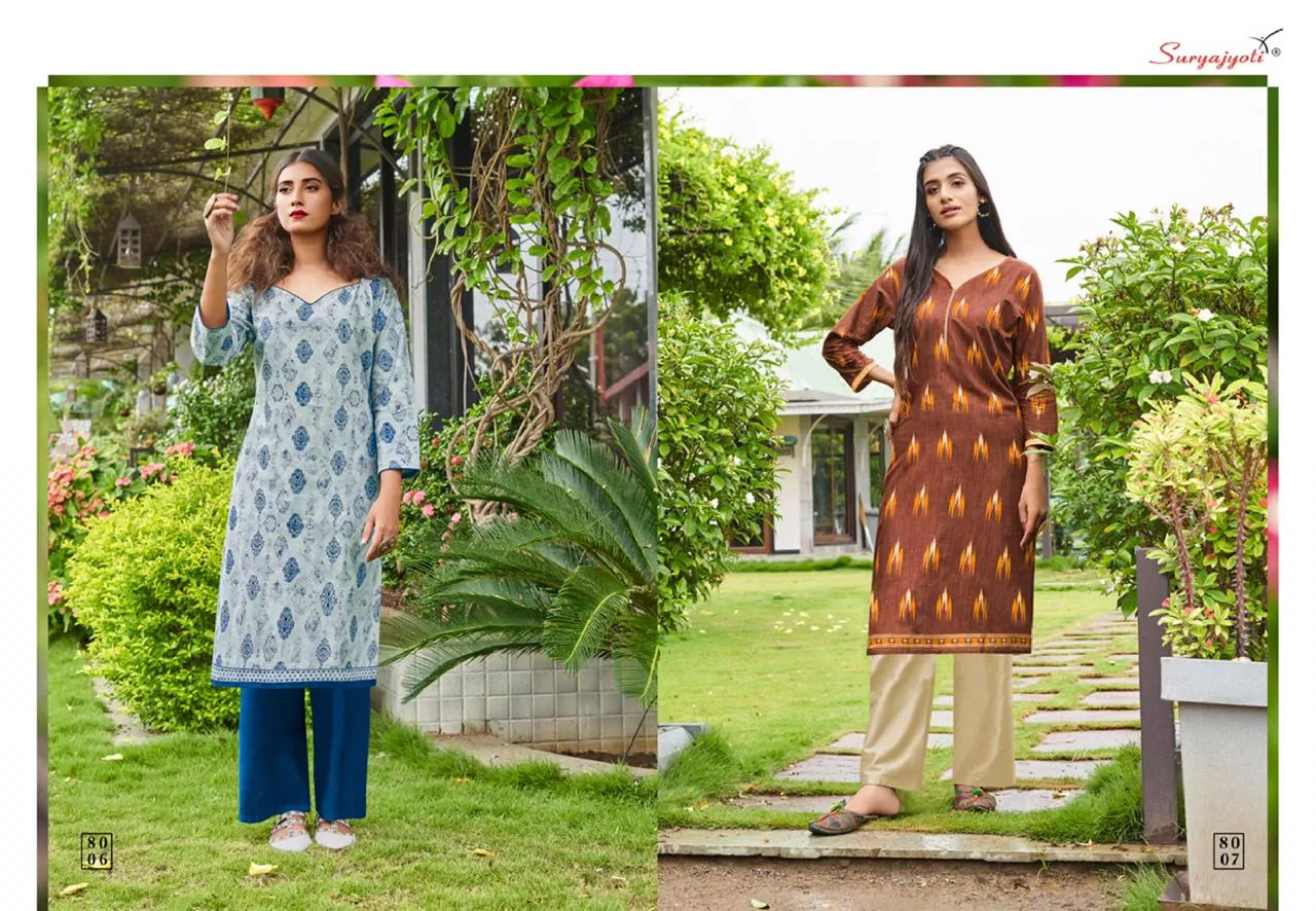 Suryajyoti Presents Pehel Vol 8 Cotton Casual Wear Kurtis Collection