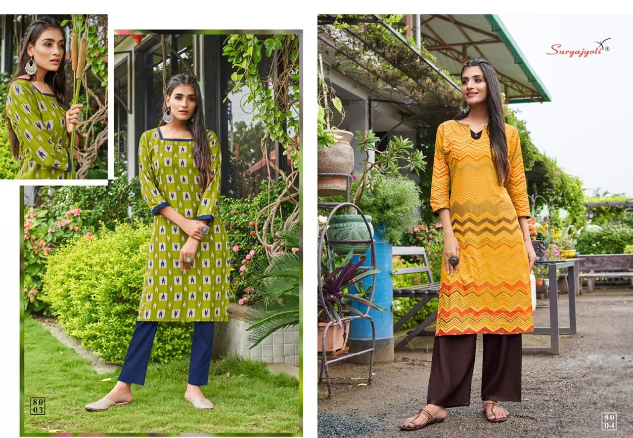 Suryajyoti Presents Pehel Vol 8 Cotton Casual Wear Kurtis Collection