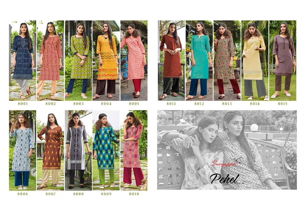 Suryajyoti Presents Pehel Vol 8 Cotton Casual Wear Kurtis Collection