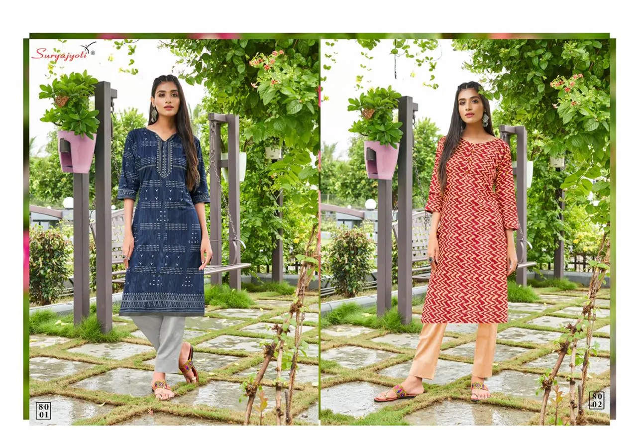 Suryajyoti Presents Pehel Vol 8 Cotton Casual Wear Kurtis Collection