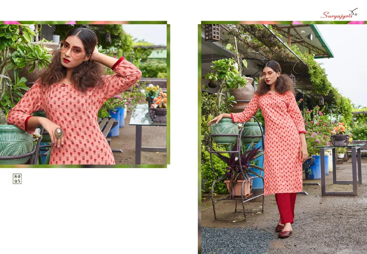 Suryajyoti Presents Pehel Vol 8 Cotton Casual Wear Kurtis Collection