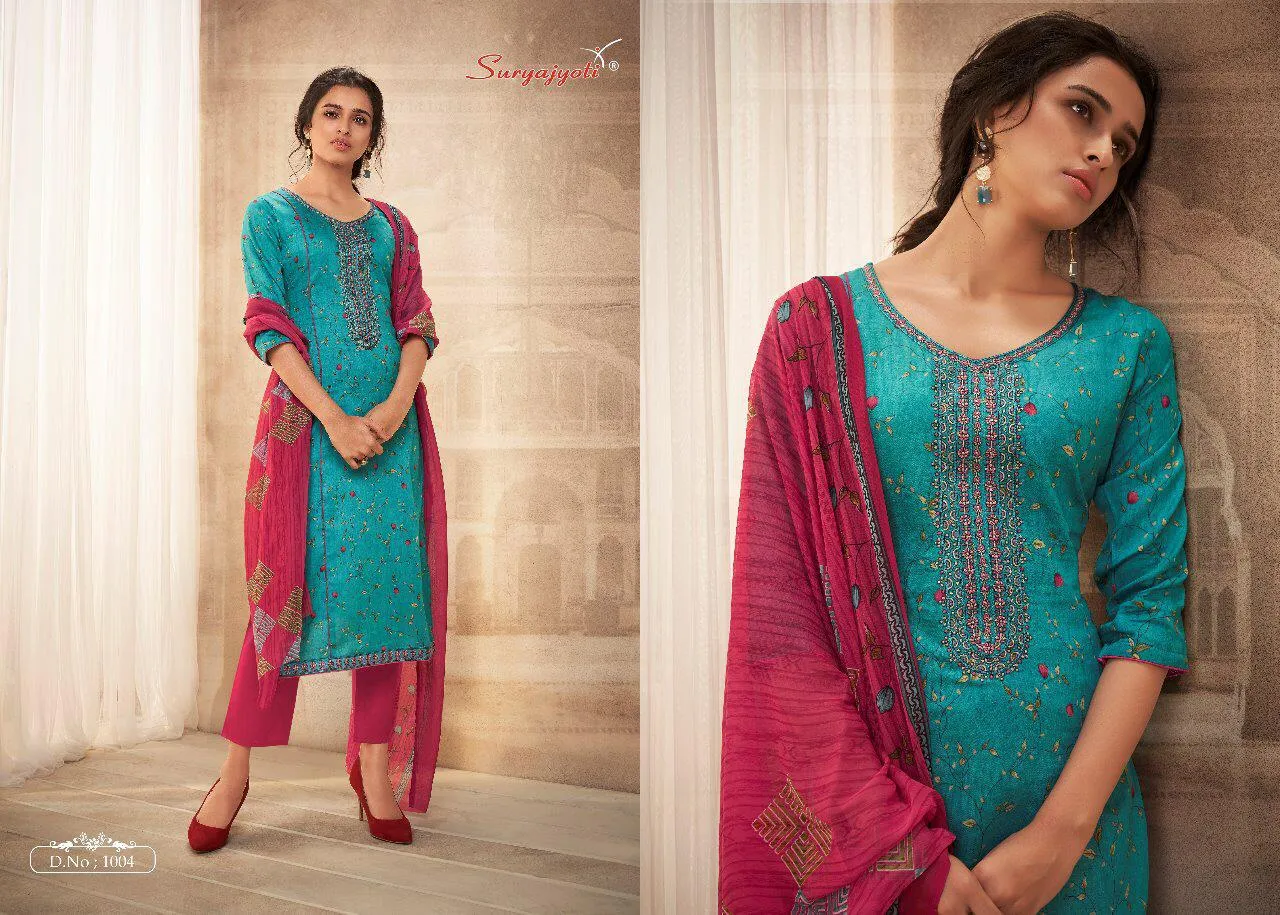 Suryajyoti Presents Riwaaz Satin Cotton Casual Wear Salwar Suits