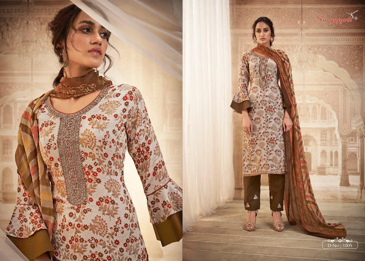 Suryajyoti Presents Riwaaz Satin Cotton Casual Wear Salwar Suits
