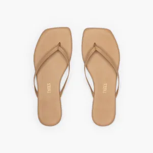 Tkees LILY square flip-flops from brazilian leather in Cocobutter