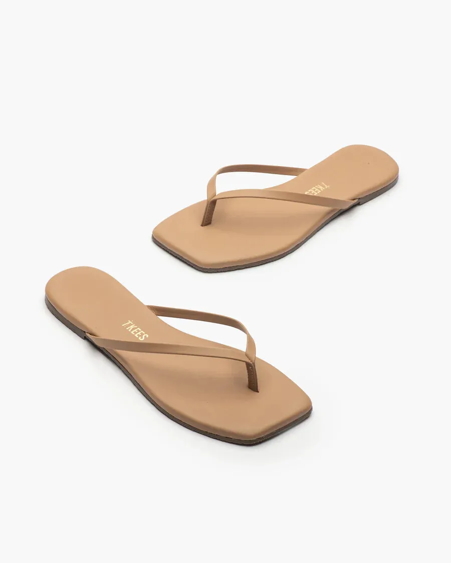 Tkees LILY square flip-flops from brazilian leather in Cocobutter