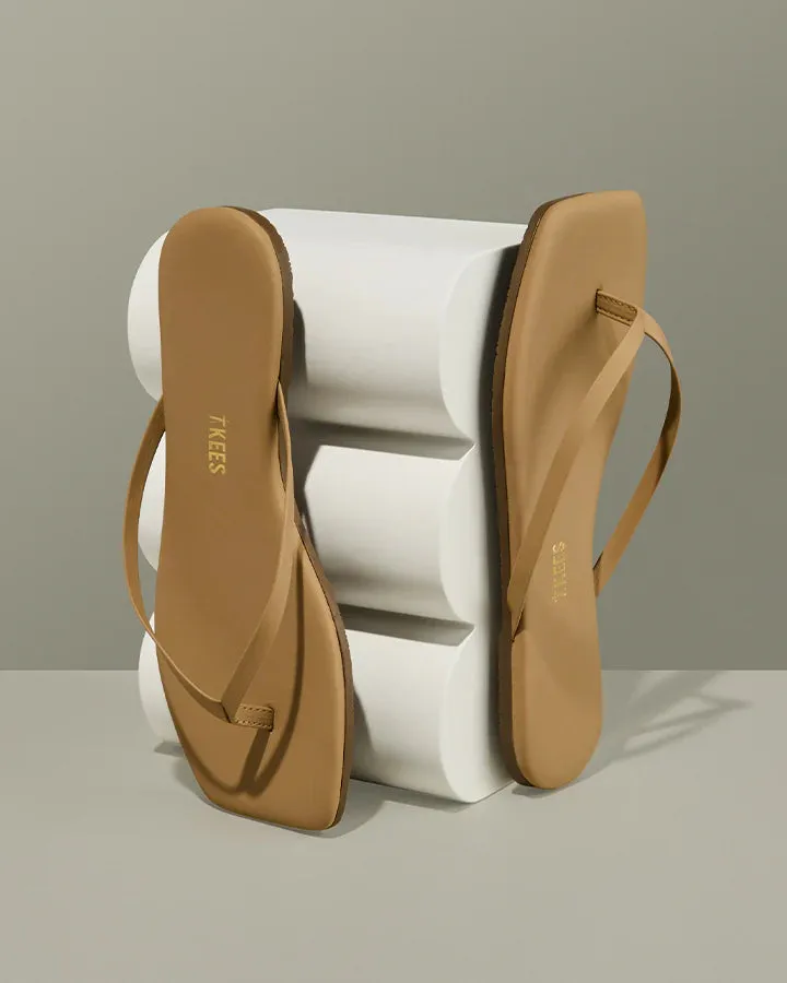 Tkees LILY square flip-flops from brazilian leather in Cocobutter