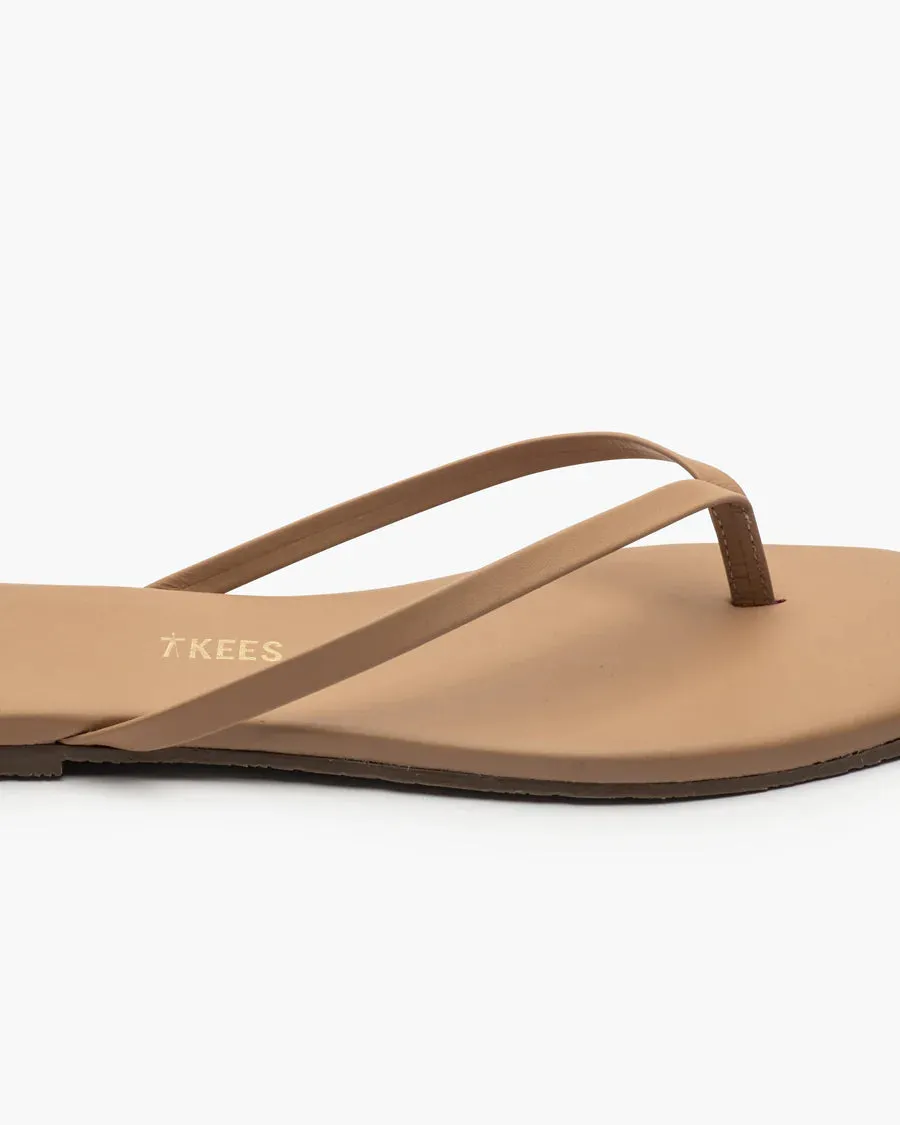 Tkees LILY square flip-flops from brazilian leather in Cocobutter