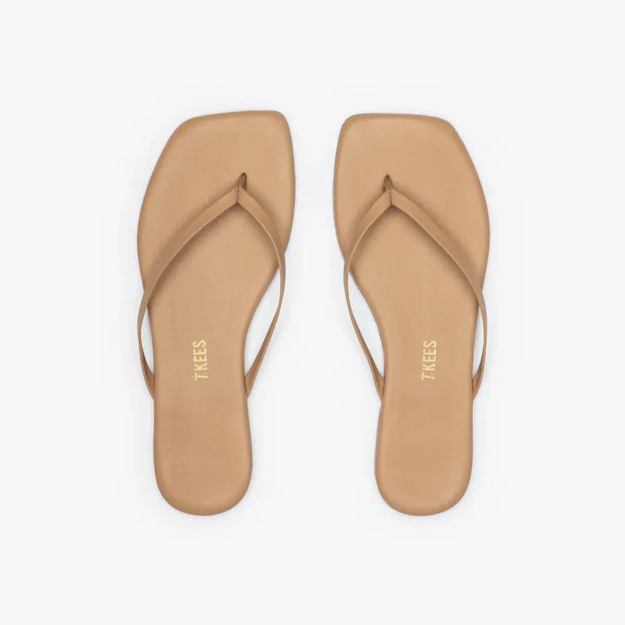 Tkees LILY square flip-flops from brazilian leather in Cocobutter