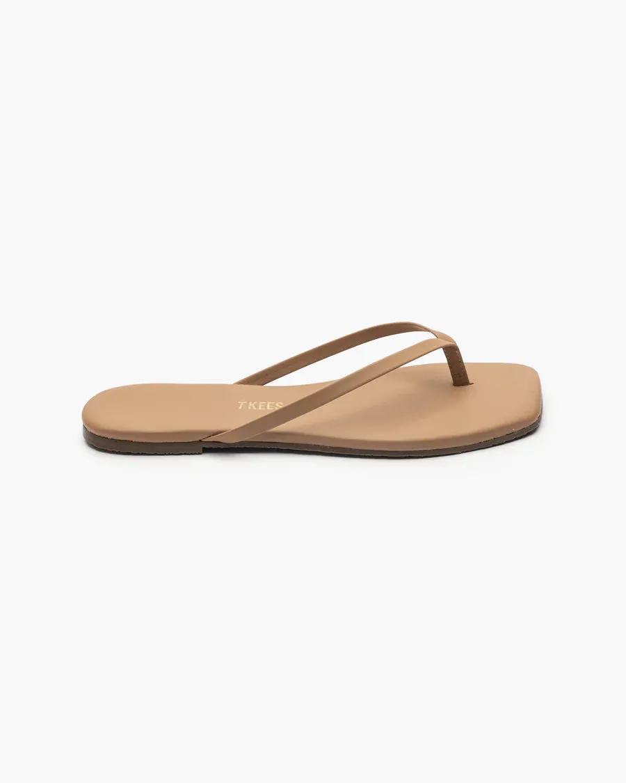 Tkees LILY square flip-flops from brazilian leather in Cocobutter